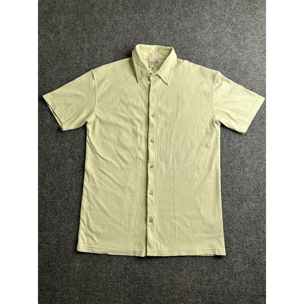 Mens Button Up Shirt Versace Jeans Couture Lime Green Italy, Size XL